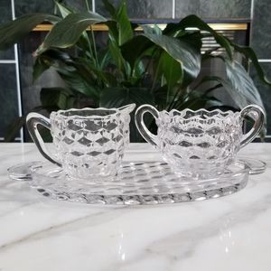 Vintage Cubist Pattern Creamer and Sugar Set